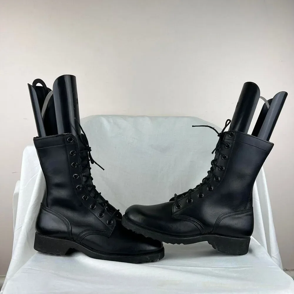 1967 US Army Black Leather Combat Boots Vietnam War Era Size 7 R